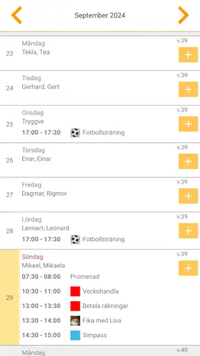 Svensk kalender screenshot