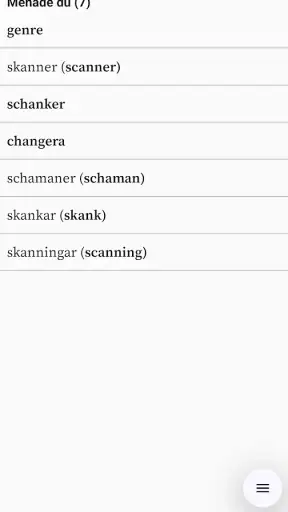 Svensk ordbok screenshot