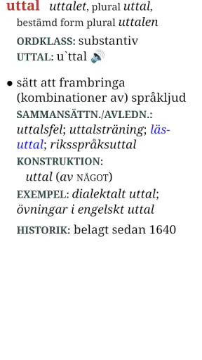 Svensk ordbok screenshot
