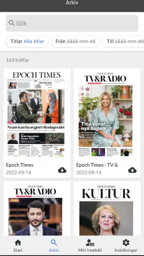 Svenska Epoch Times e-tidning screenshot