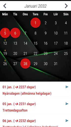 Sverige Kalender Helgdagar screenshot