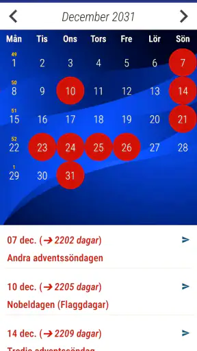 Sverige Kalender Helgdagar screenshot