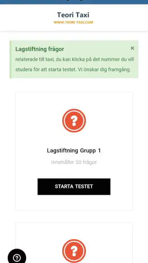 Teori Taxi Frågor screenshot