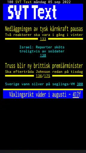 TextTV - Svensk text-tv, SVT screenshot