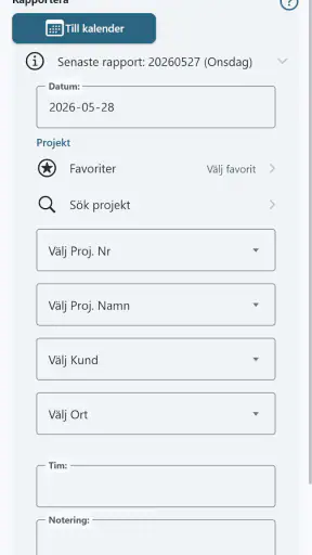 Tidrapport.nu screenshot