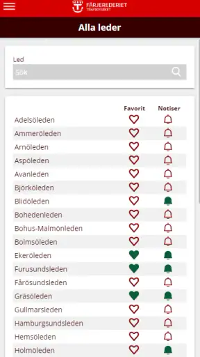 Trafikinfo Färjerederiet screenshot
