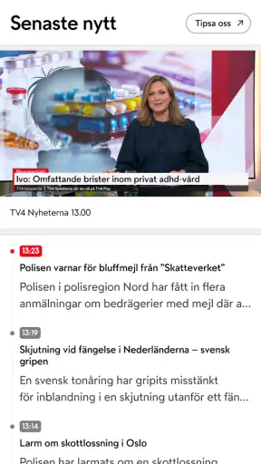 TV4 Nyheterna screenshot