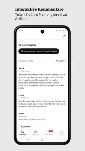 Basler Zeitung Nachrichten screenshot