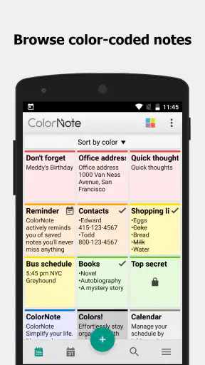 ColorNote แผ่นจดบันทึก notepad screenshot