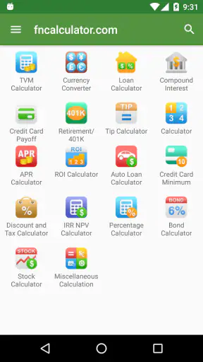 Financial Calculators screenshot