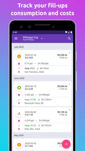 Fuelio เชื้อเพลิงและค่าใช้จ่าย screenshot