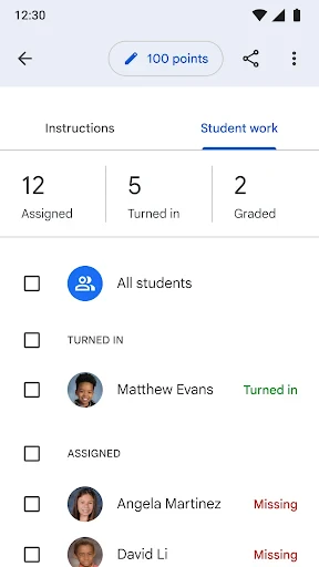 Google Classroom screenshot