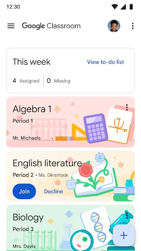 Google Classroom screenshot