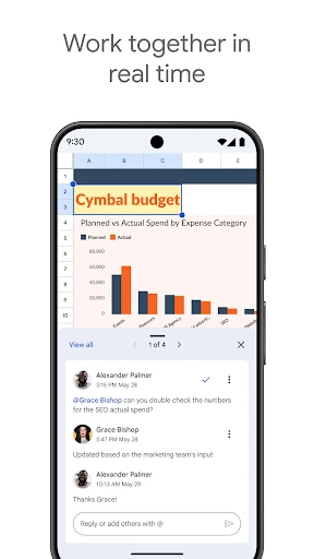 Google ชีต screenshot