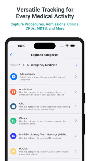 Medical and surgical logbook screenshot