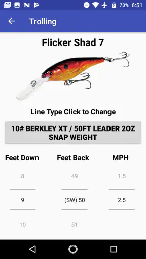 Precision Trolling Data screenshot