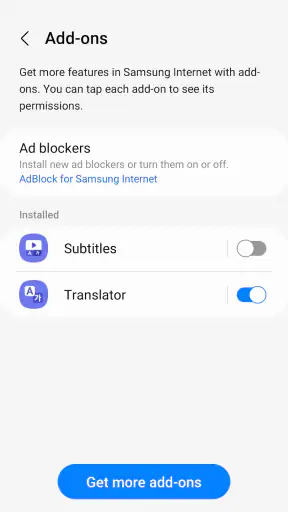 Samsung Internet Browser Beta screenshot