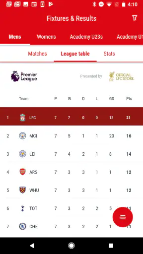 The Official Liverpool FC App screenshot