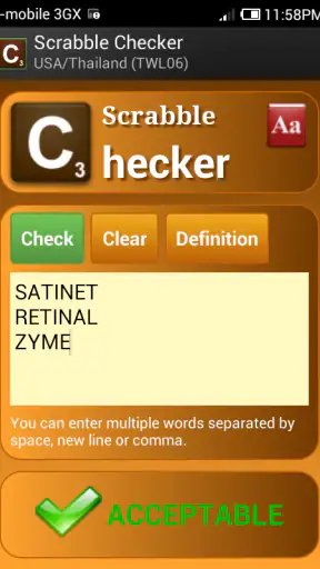 Word Checker (for SCRABBLE) screenshot