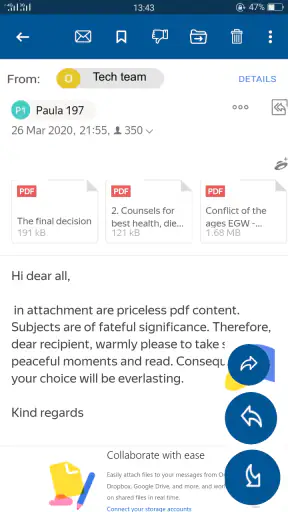อีเมลสำหรับ Hotmail, Outlook O screenshot